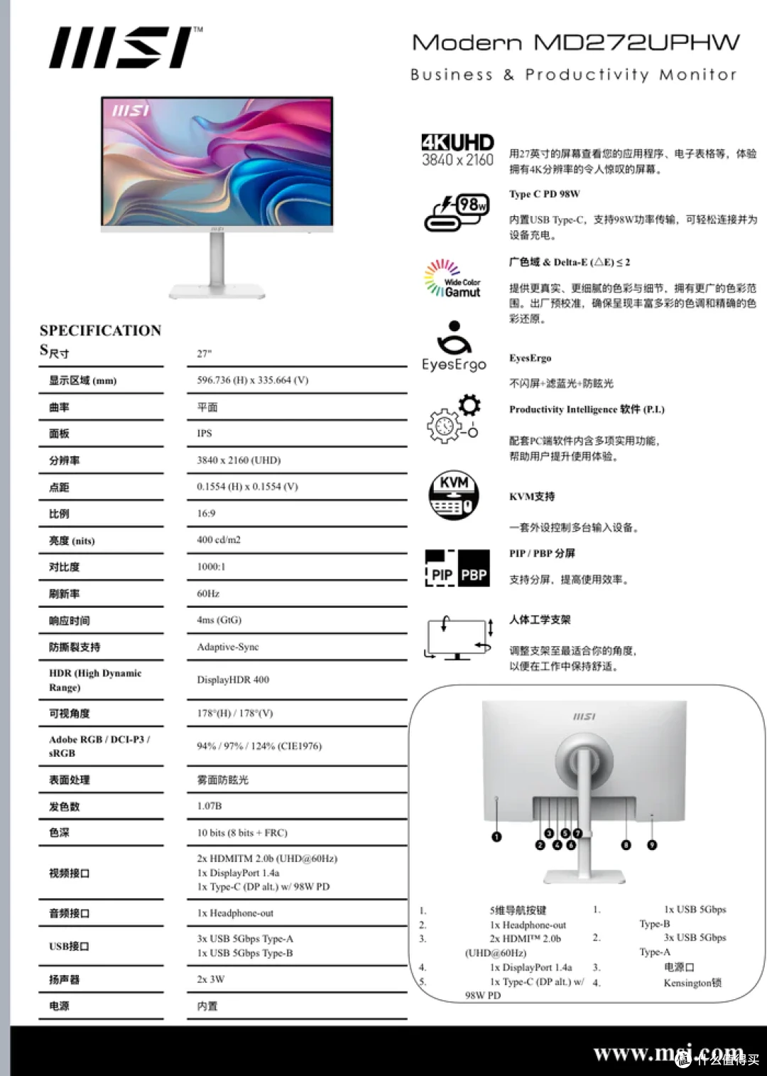 提升工作与娱乐的视觉体验——微星 Modern MD272UPHW 开箱简测