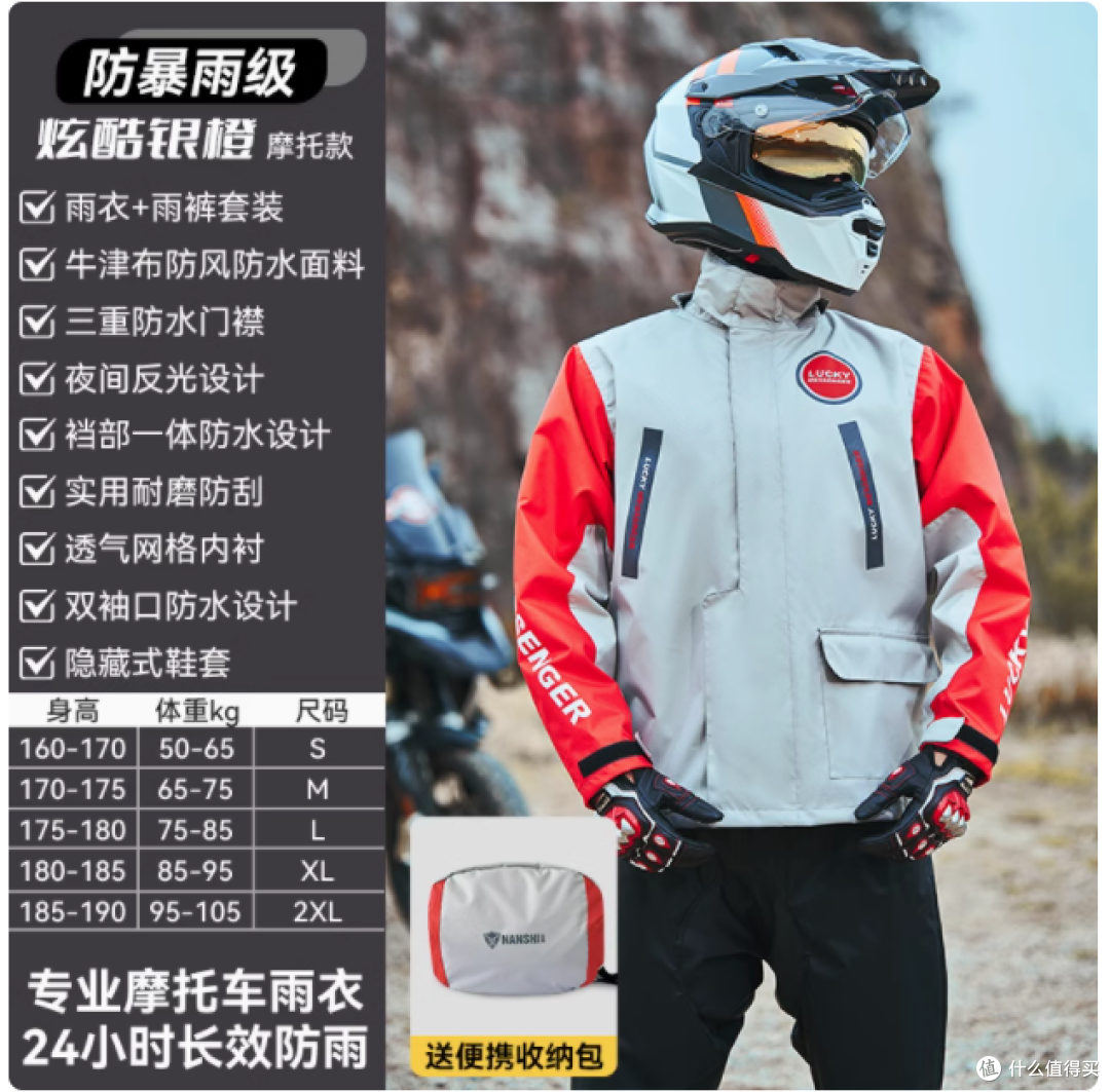 骑行必备!蓝狮摩托车雨衣套装,暴雨天也能畅行无阻