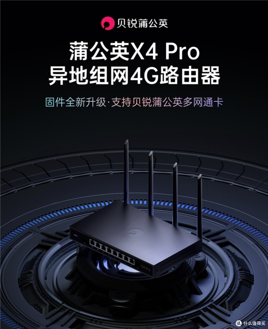 贝锐蒲公英路由器X4 Pro支持多网通卡，三大运营商智能实时切换