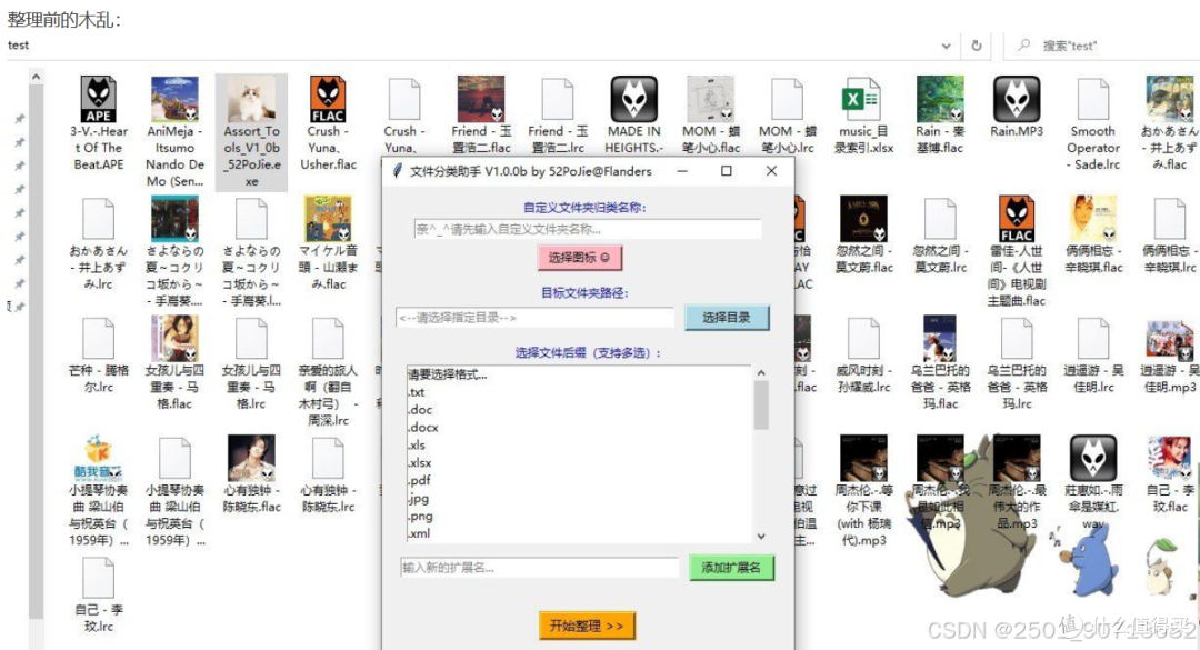 文件分类助手V1.0b,自定义后缀分类方便美化管理自己的PC文件库