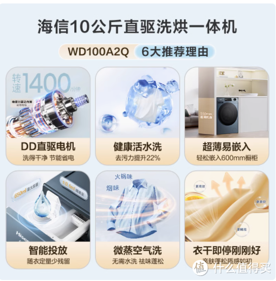 家庭洗衣新宠：海信 10KG 滚筒洗衣机 WD100A2Q