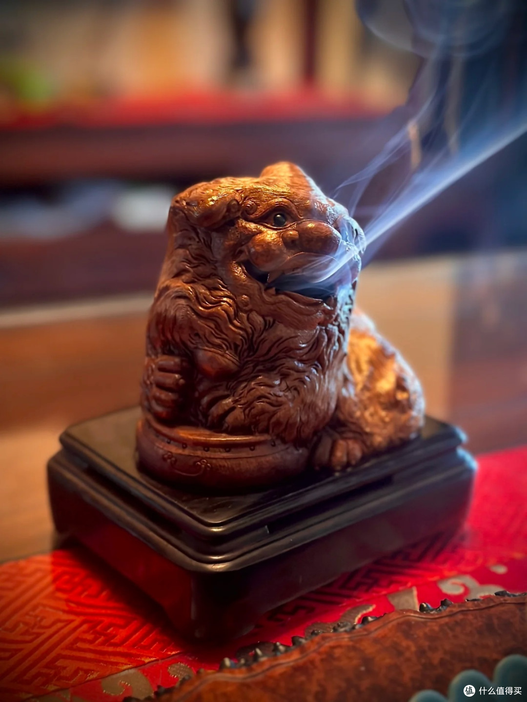 我的珍藏:荔枝木狻猊香炉,喝茶把玩两不误