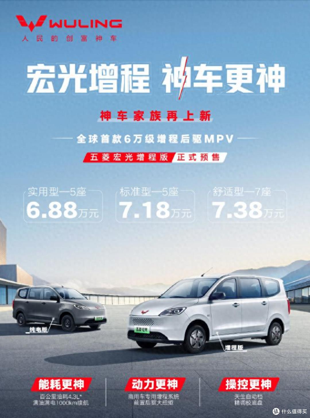 这内饰比迈锐宝都豪华!6.88万起,“新一代神车”五菱宏光增程版开启预售