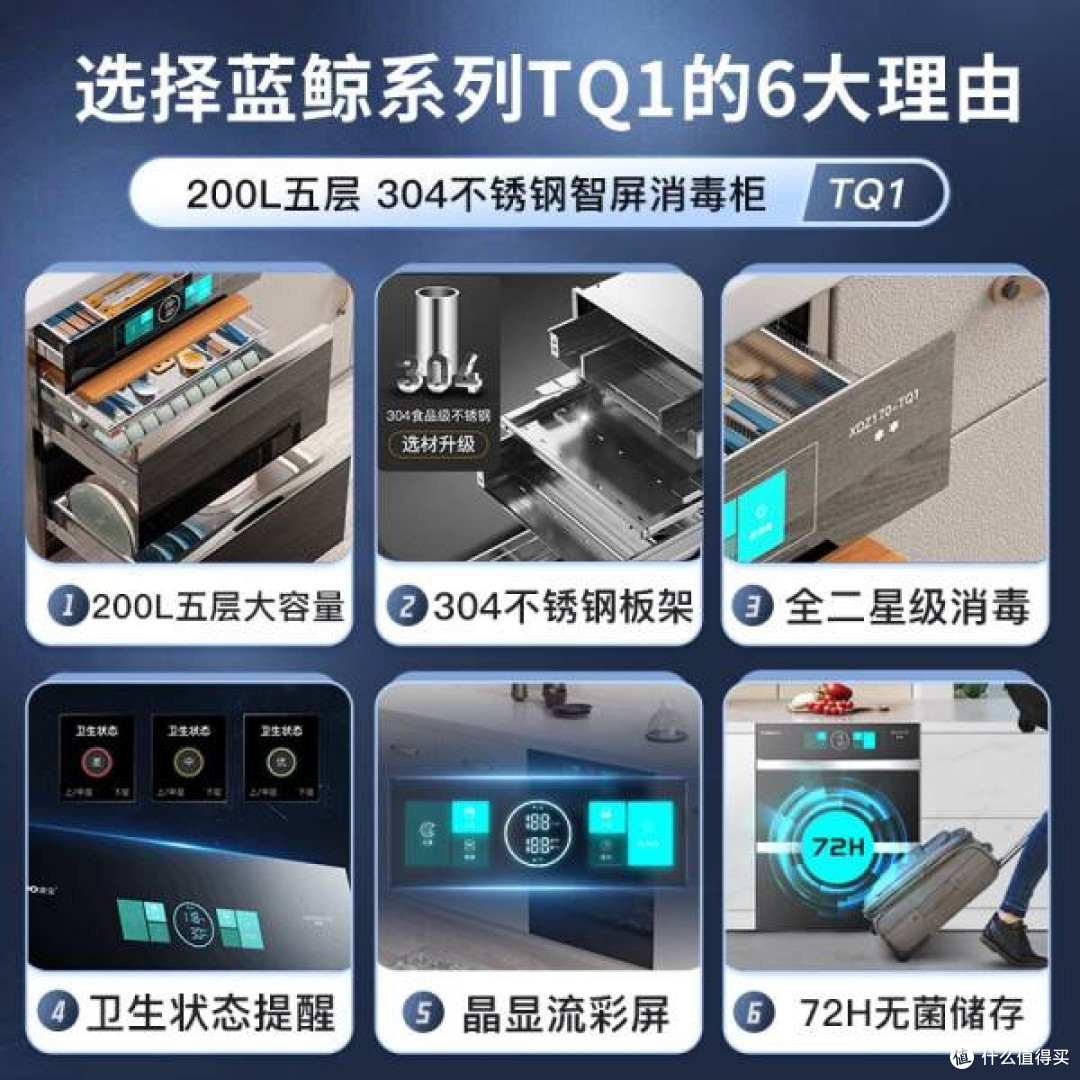 康宝304不锈钢200L蓝鲸五层消毒柜，守护家人健康每一天！