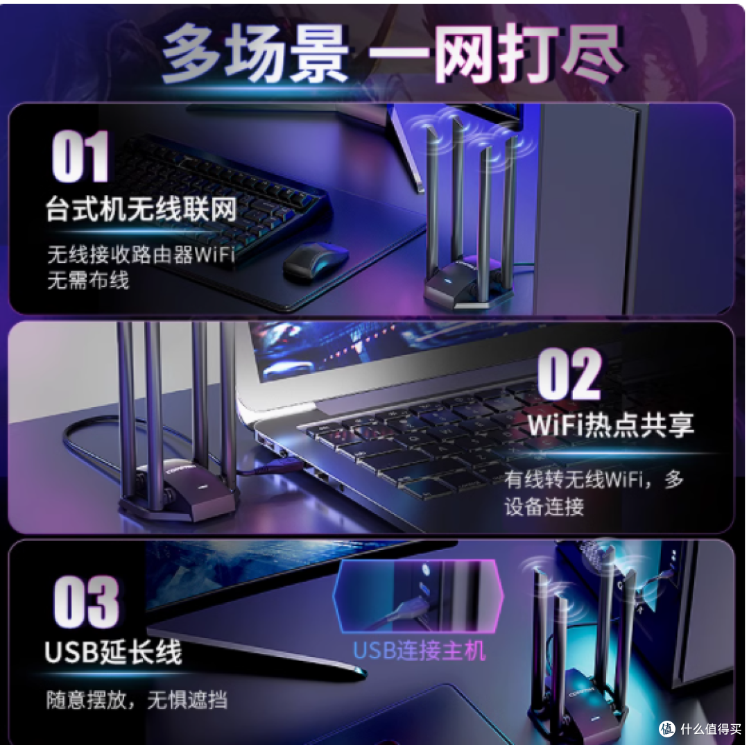 四天线电竞网卡 COMFAST 无线网卡:畅连高速网络的强力助手