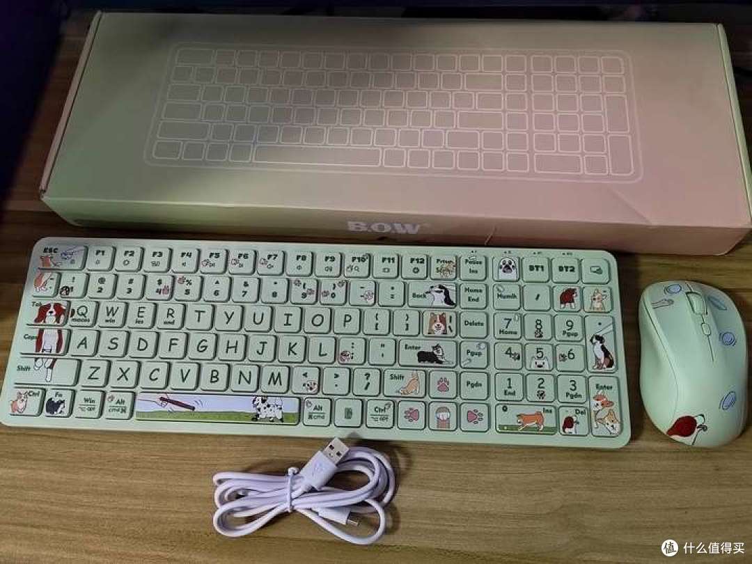 【测评】一款很讨女生喜欢的BOW MK392三模键鼠套装,原创IP设计