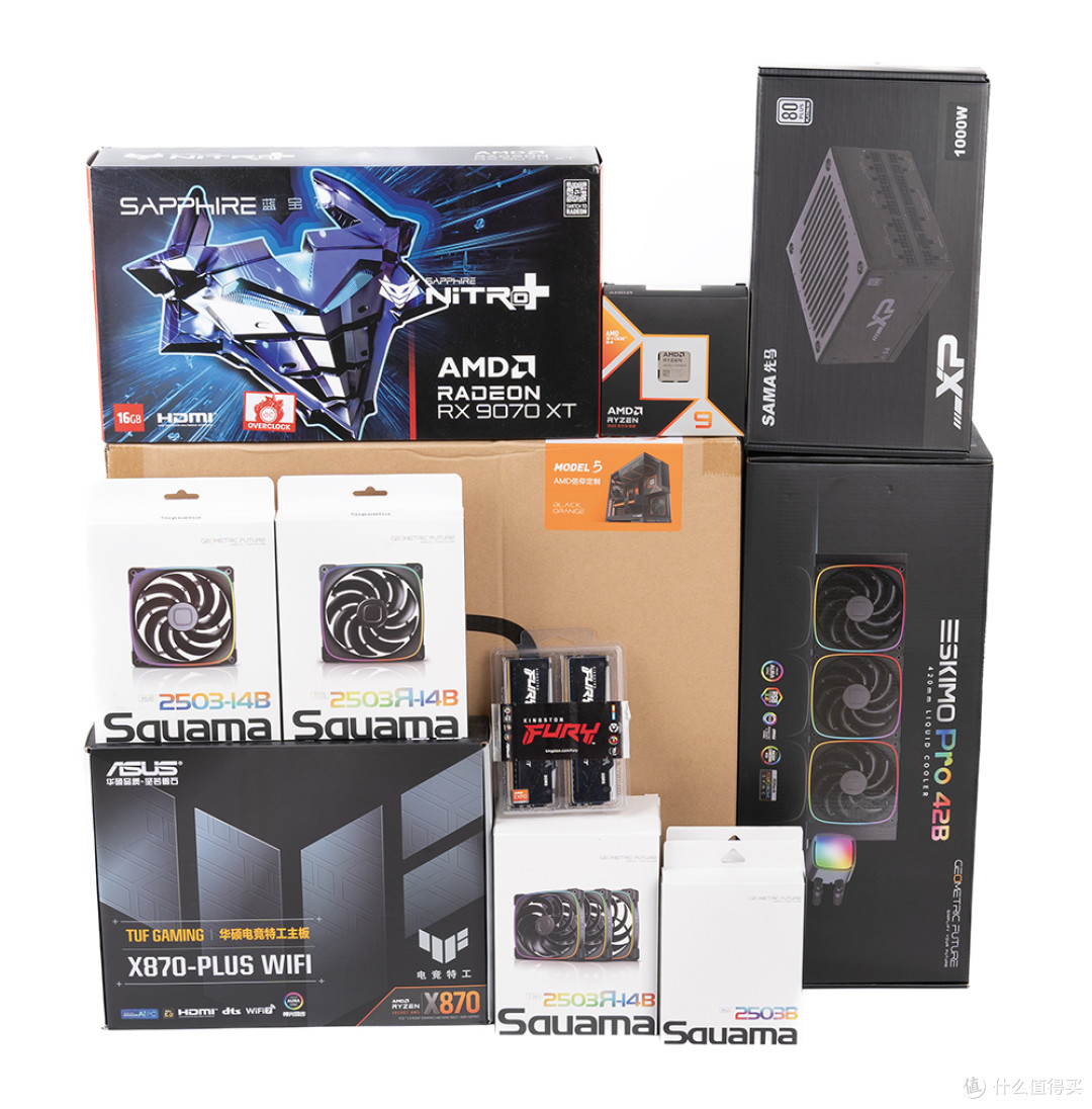9950X3D+华硕X870-PLUS+RX 9070 XT+Model5装机:点燃AMD信仰之力
