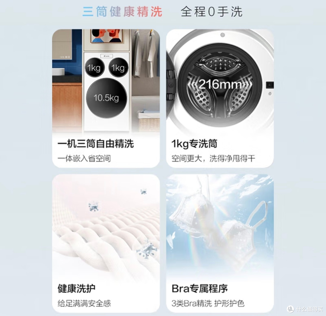 洗得省心又高效!海尔统帅三筒全自动滚筒洗衣机,懒人闭眼入