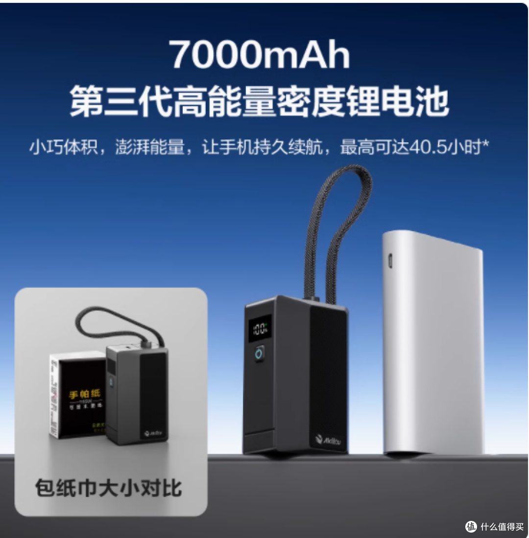 萤石爱可途 30W 快充带插头三合一氮化镓充电器 7000mAh 移动电源