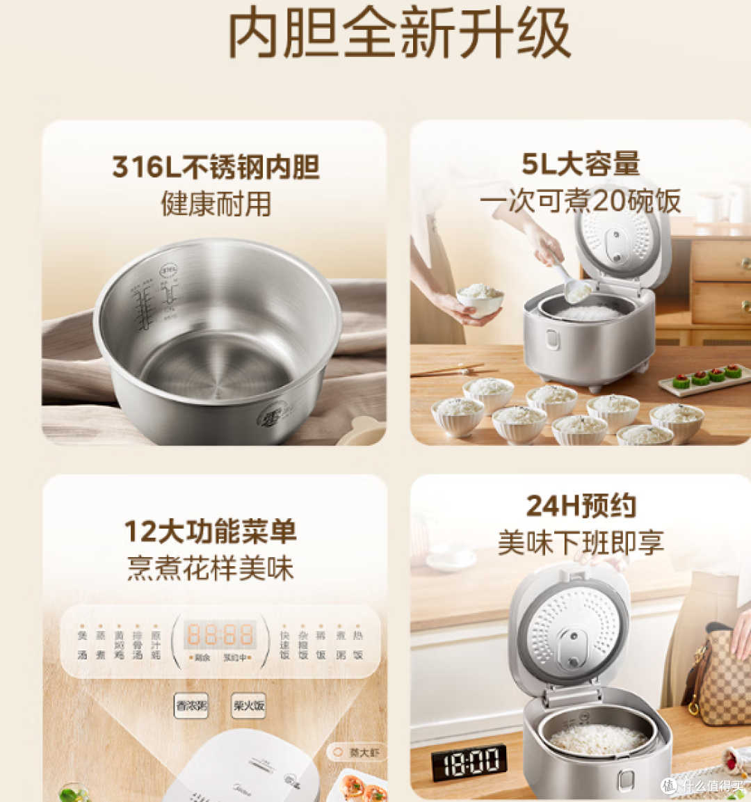 美的电饭煲!大容量、无涂层,给你健康美味的每一餐!