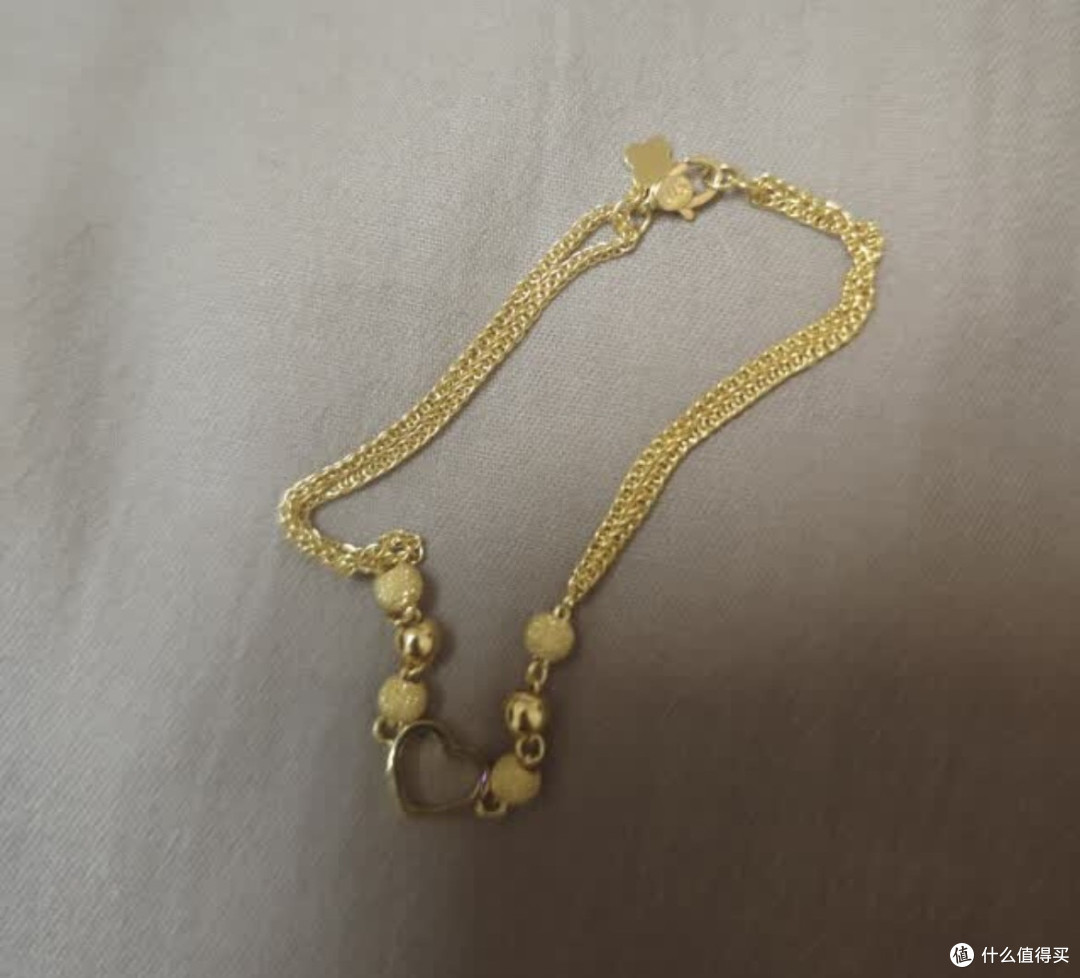周大福心形爱心黄金双层手链