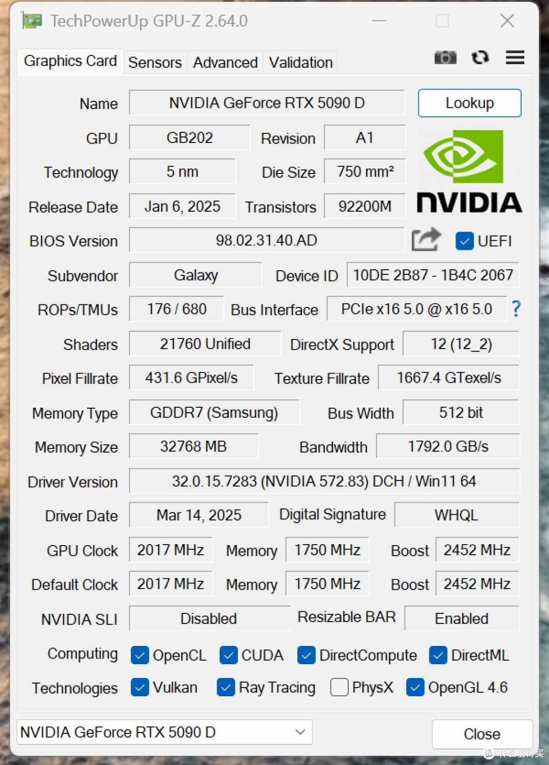 高颜值旗舰理财产品，影驰RTX 5090D星曜LunaOC显卡测评