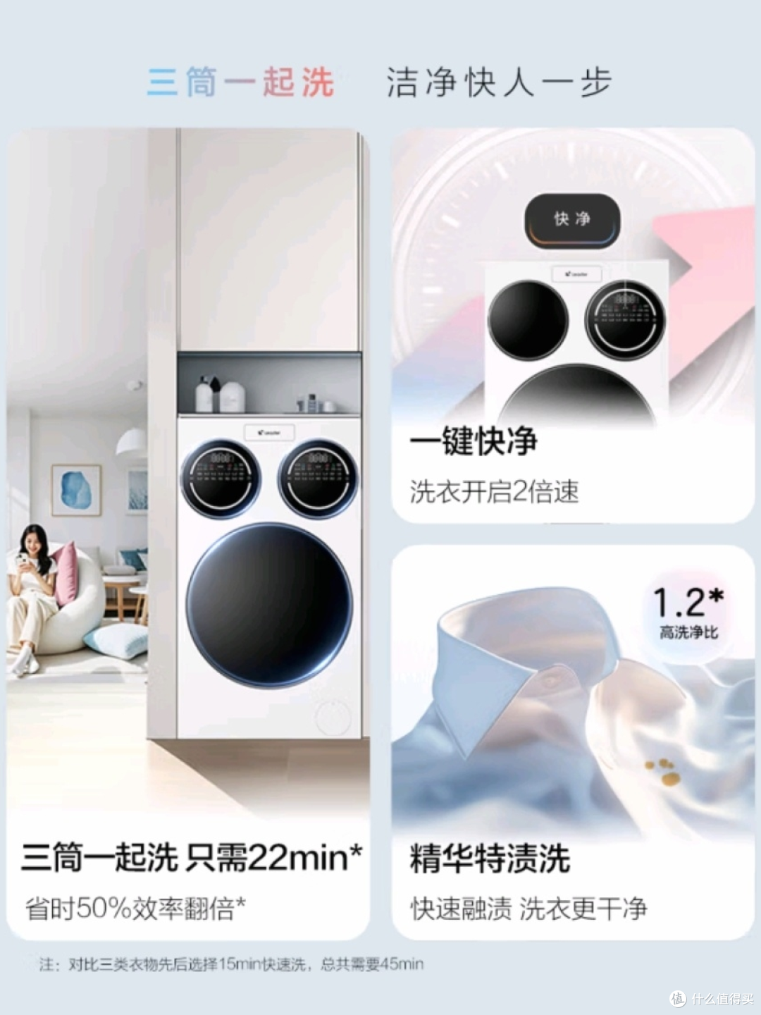 统帅三筒洗衣机，懒人的福音