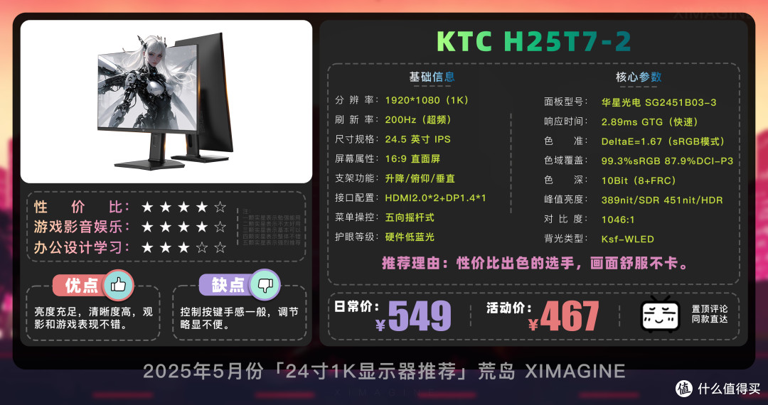 【24寸1K电竞显示器推荐】入门玩家闭眼冲系列!超稳实测不踩雷!