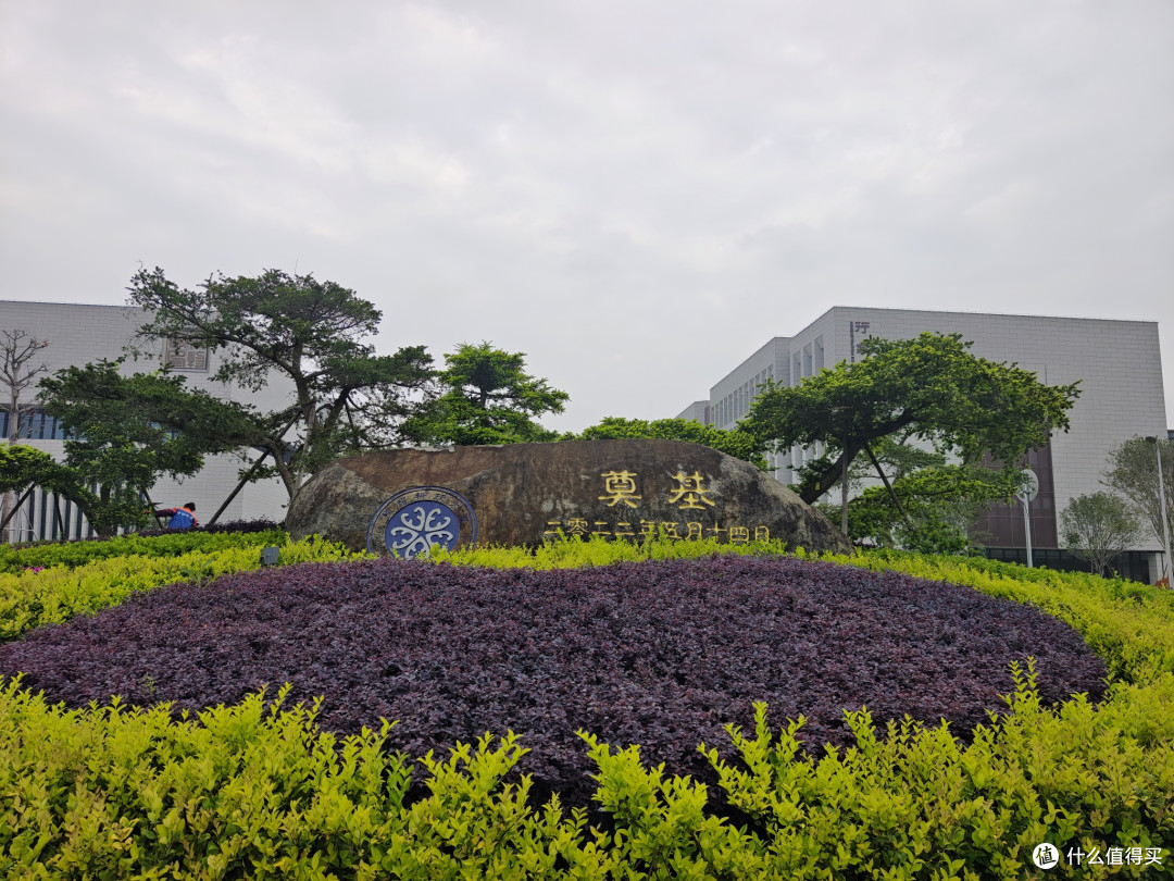 大鼎后面就是学校奠基石