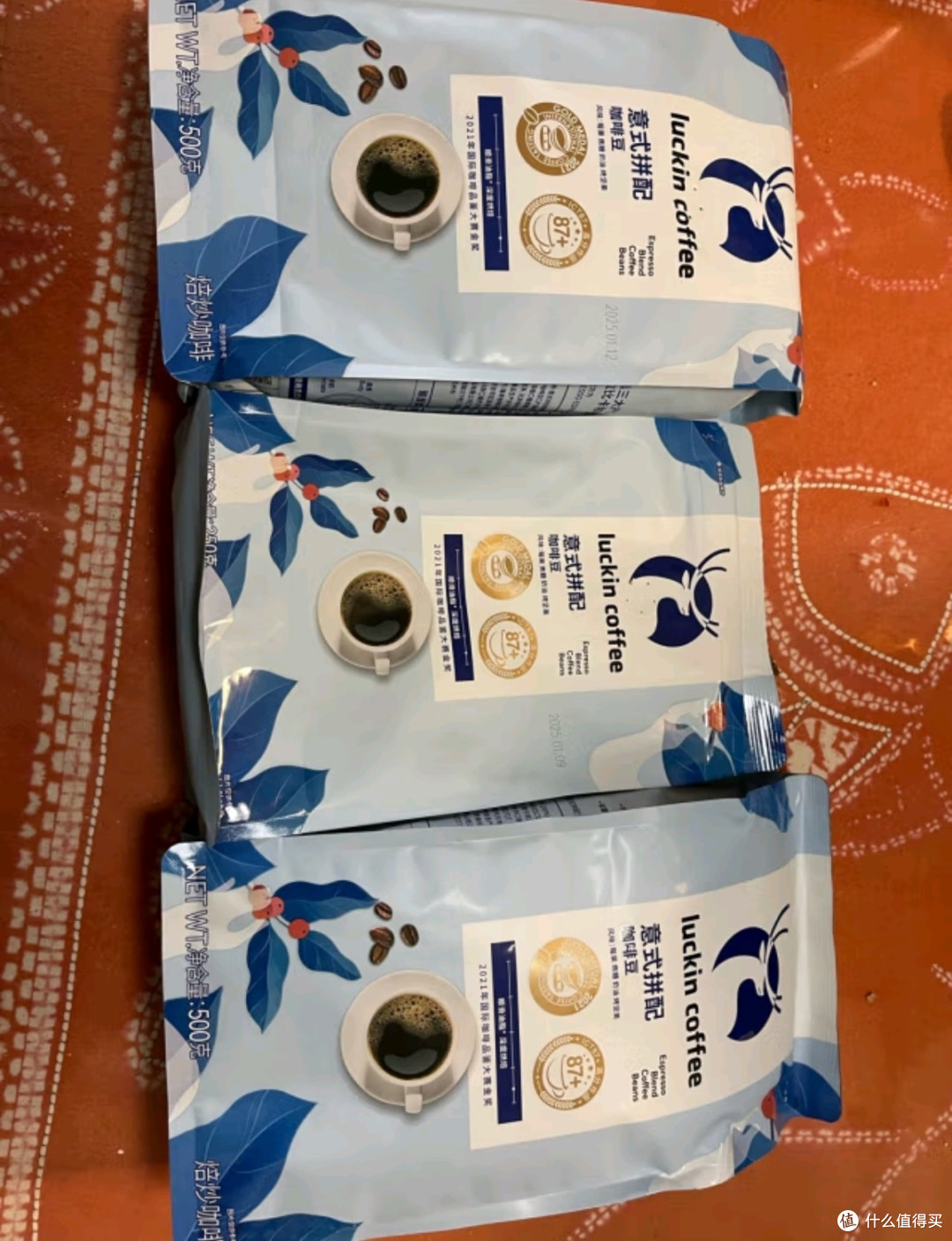 瑞幸咖啡即享深烘拼配咖啡豆1kg/袋低酸醇厚油脂顺滑手冲黑咖啡