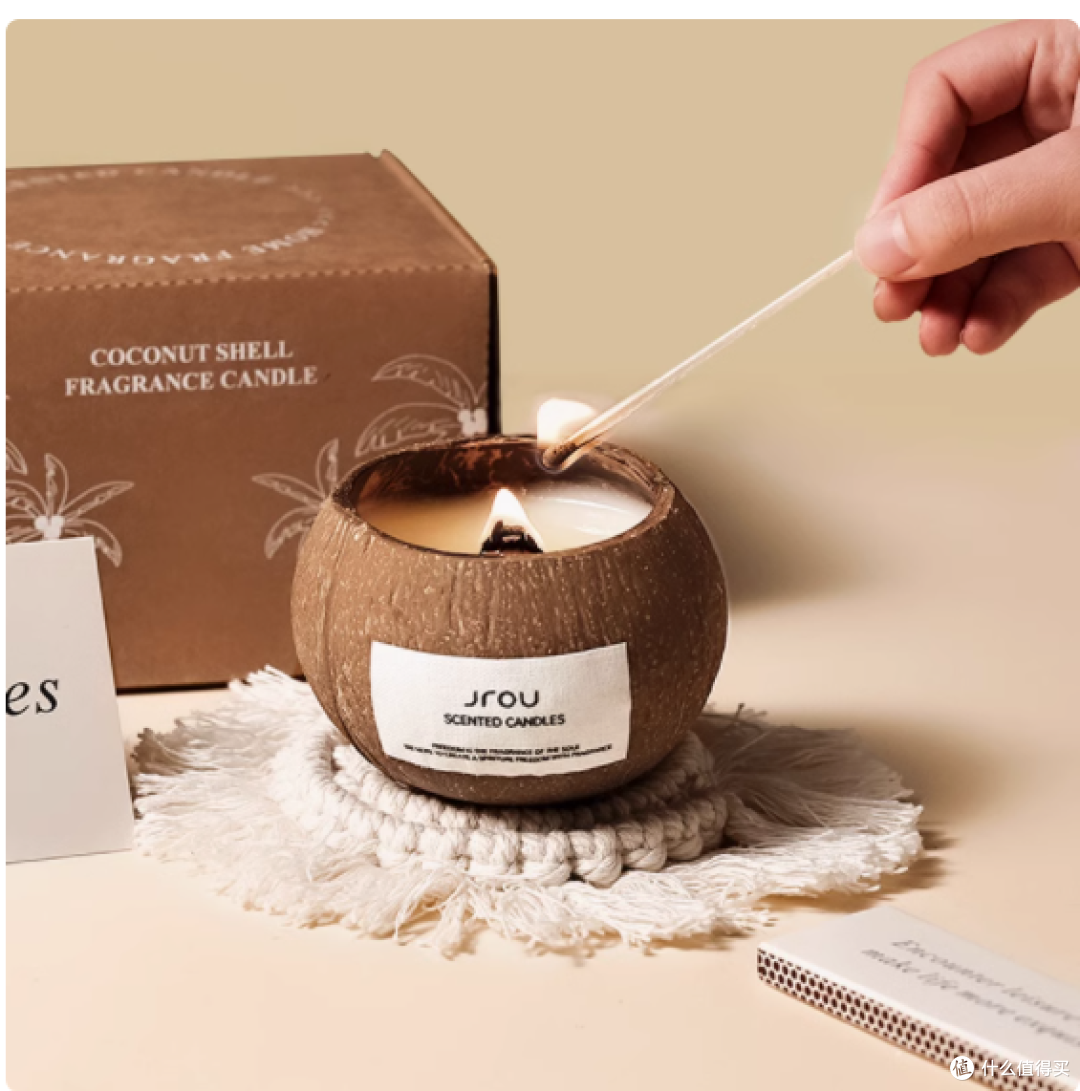 Jrou 旗舰店椰子壳香薰蜡烛礼盒:小众高级感的极致呈现