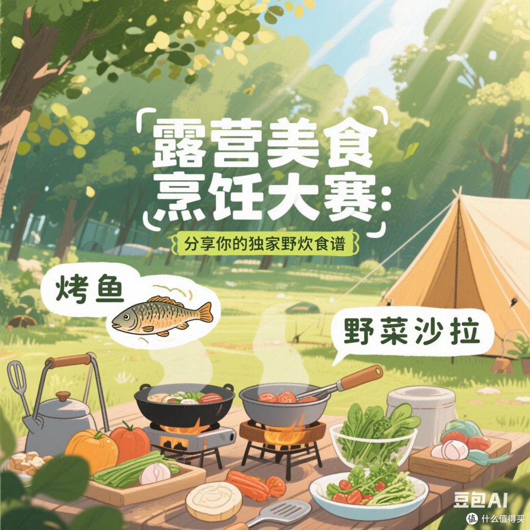 露营美食烹饪大赛:分享你的独家野炊食谱,比如烤鱼、野菜沙拉