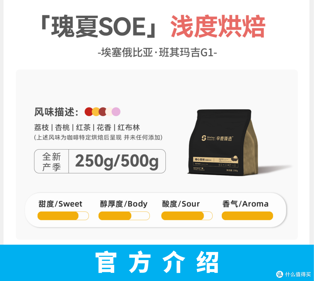 外行加点预算H003：辛鹿糖心荔枝SOE浅烘 意式咖啡豆(＞100元/斤)