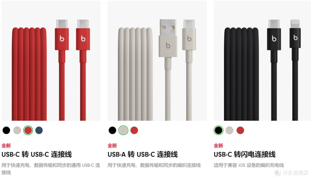 Beats 推出多种规格编织连接线,最高支持60W充电,单条售价145元