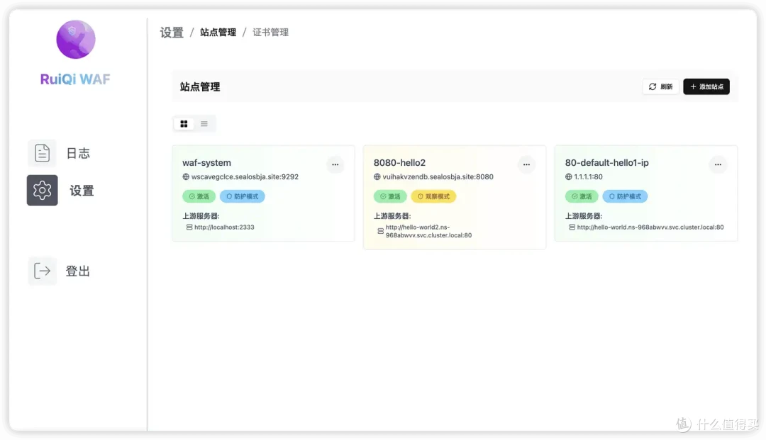 WAF Demo 成果截图 - 站点管理