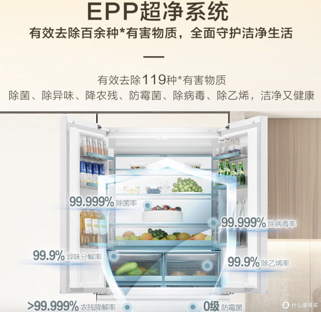 海尔山茶花485升全空间保鲜594mm零嵌法式冰箱BCD-485WGHFD1BWLU1