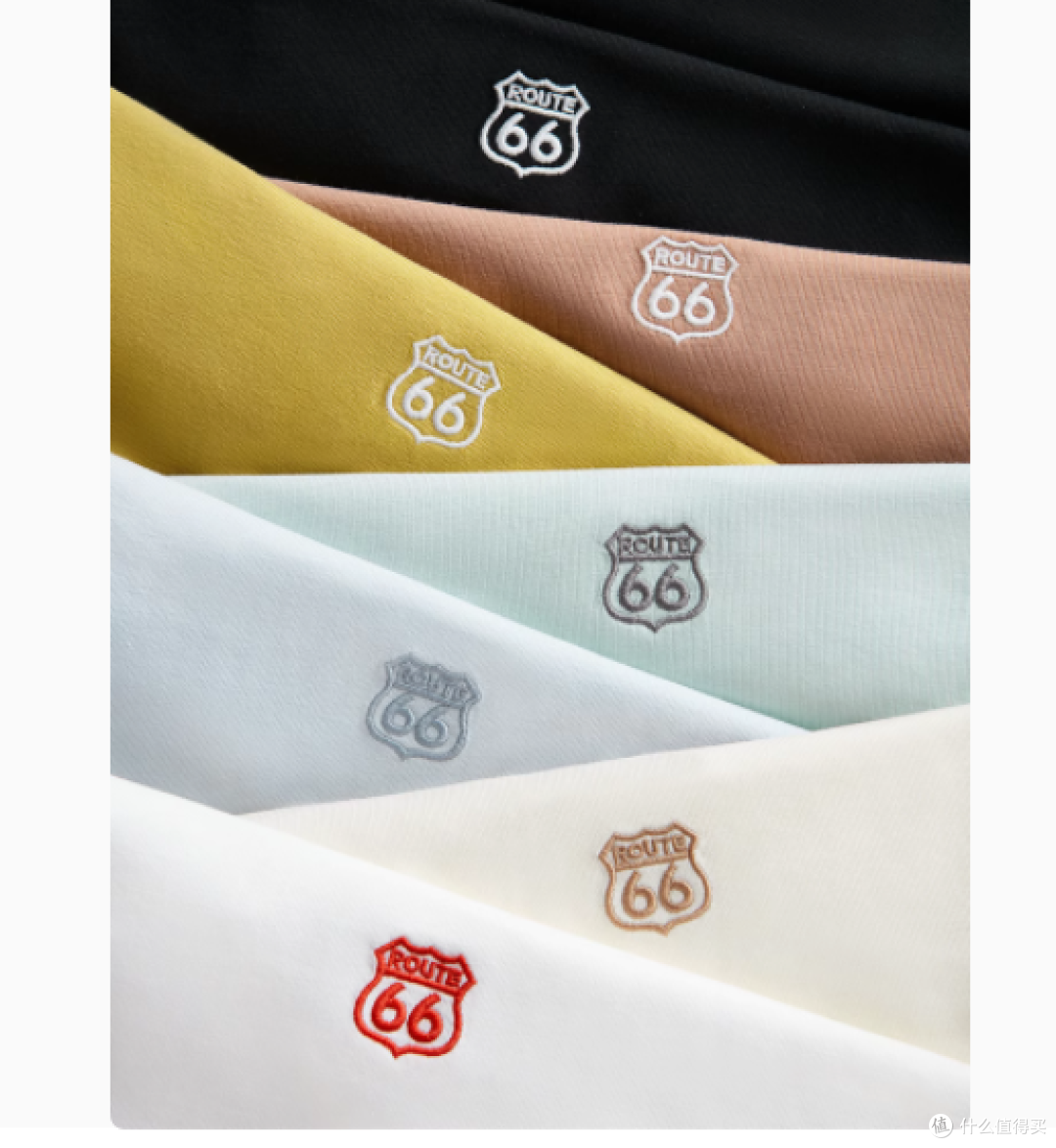 Route66刺绣 logo 夏季凉感短袖男情侣 t 恤