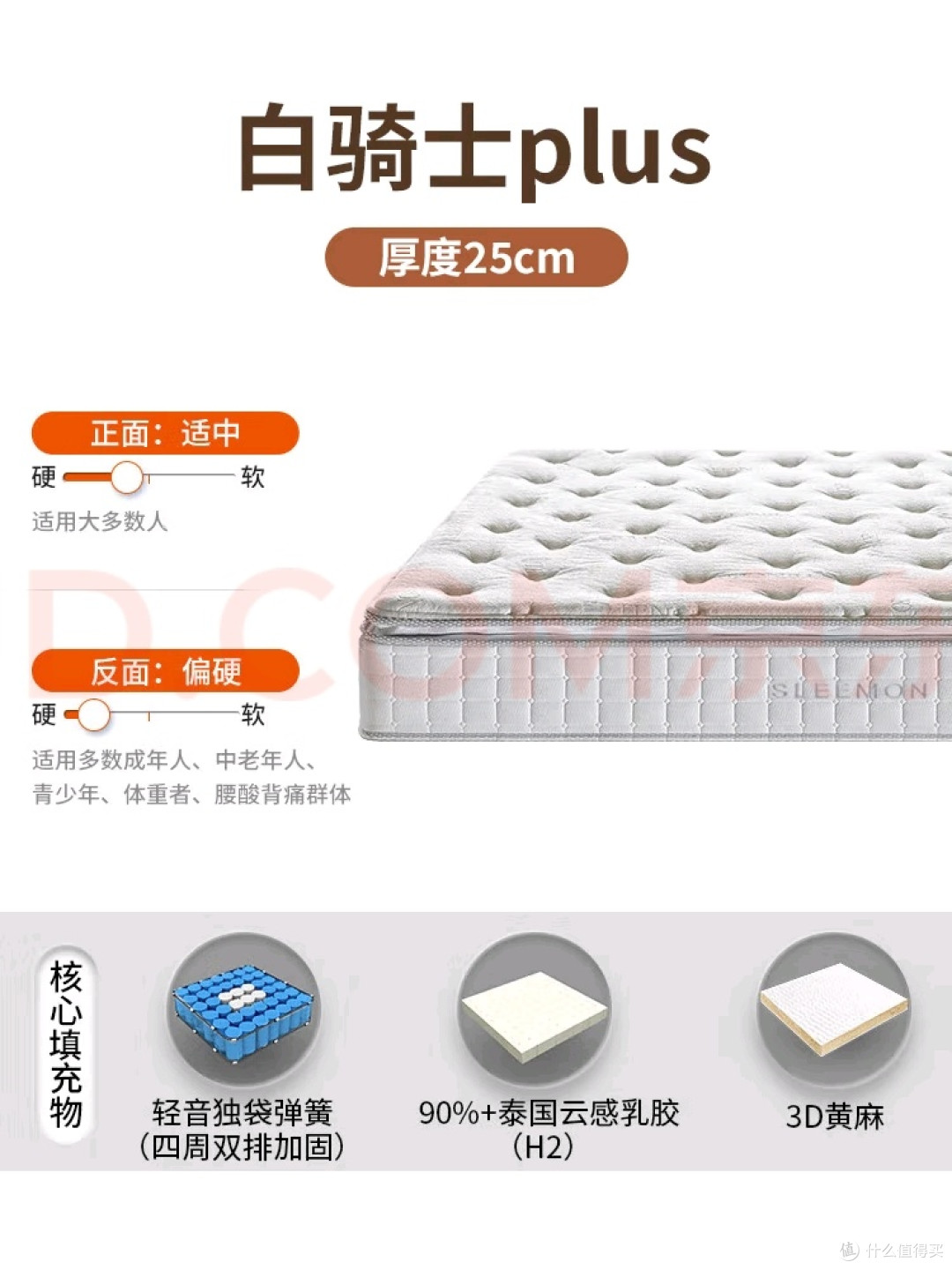 喜临门白骑士plus，正反面可睡。