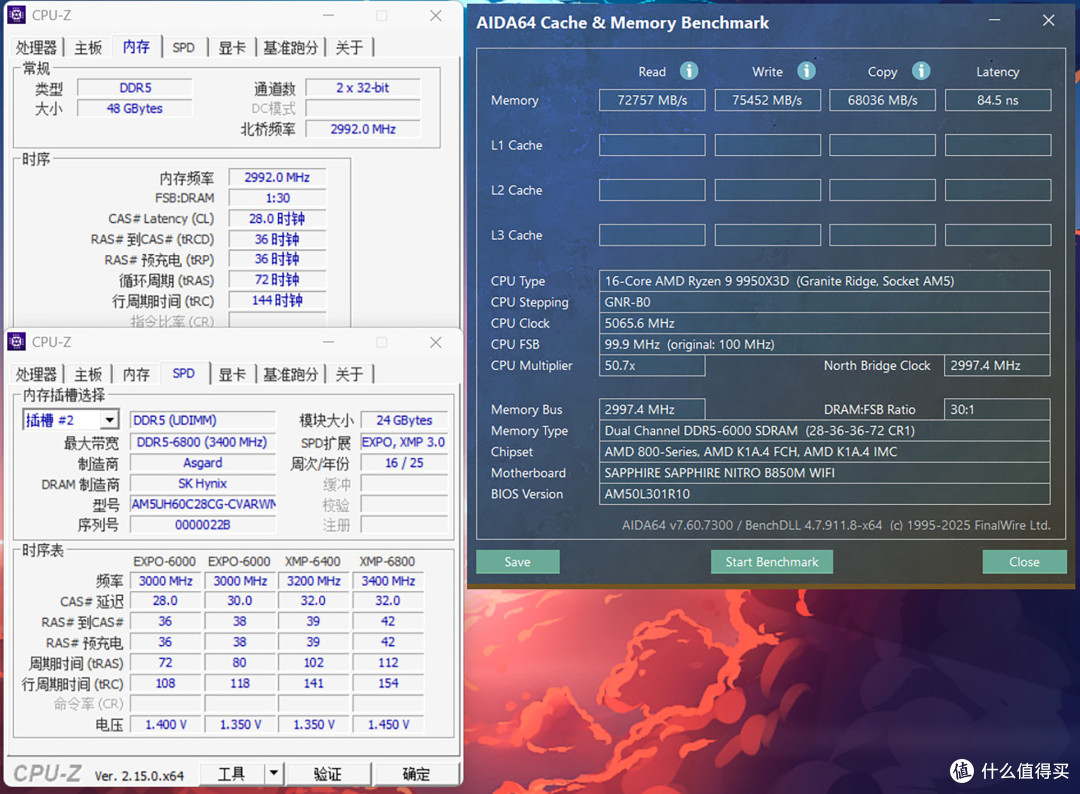 9950X3D+蓝宝石氮动B850M+RX 9070XT氮动，搭建3A高阶游戏平台