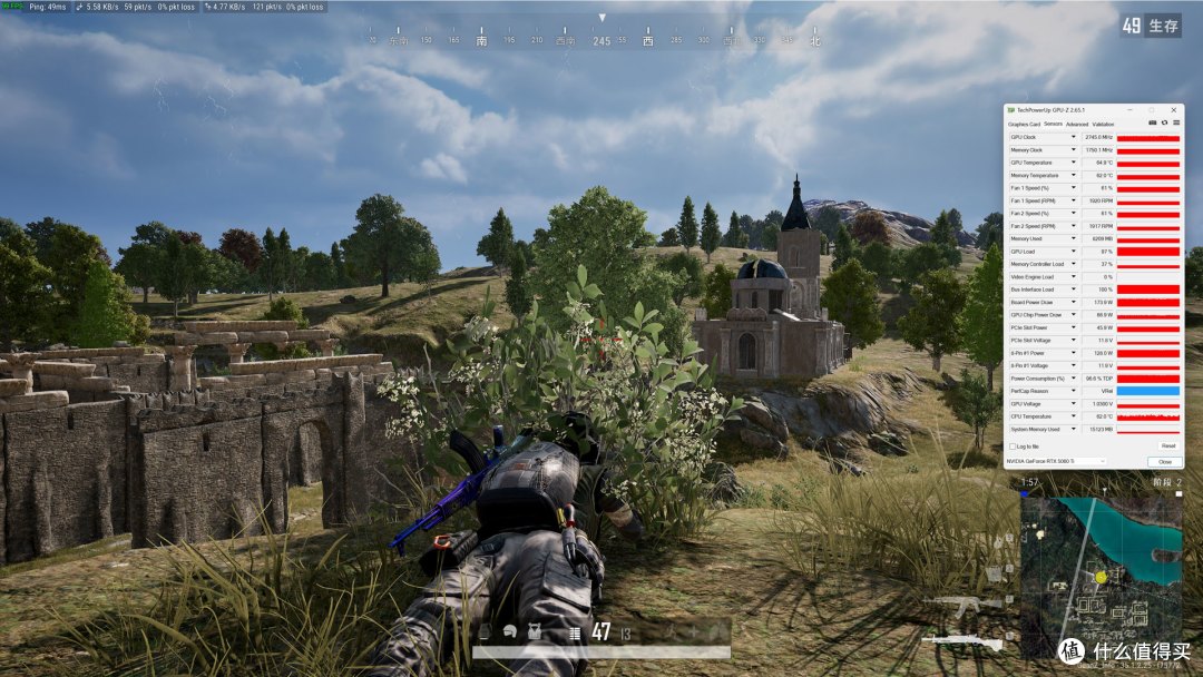PUBG 4K 100%内部分辨率约10分钟负载64~66度