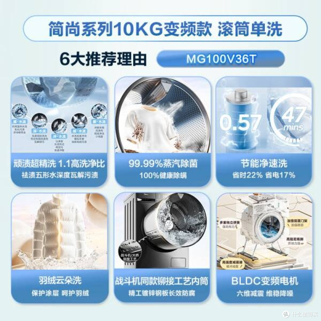 美的MG100V36T滚筒洗衣机:懒人福音,高效之选