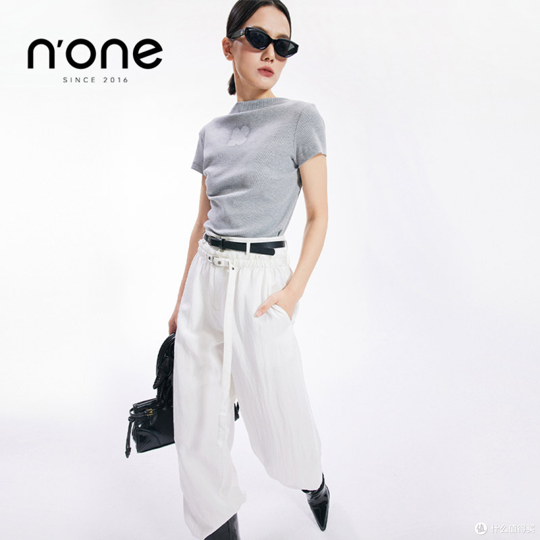 n'one 气质一字领正肩短袖t恤女夏2025新款修身百搭后背捏褶收腰