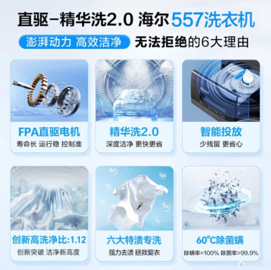 洗衣机怎么选，海尔（Haier）直驱滚筒云溪精英版557洗衣机
