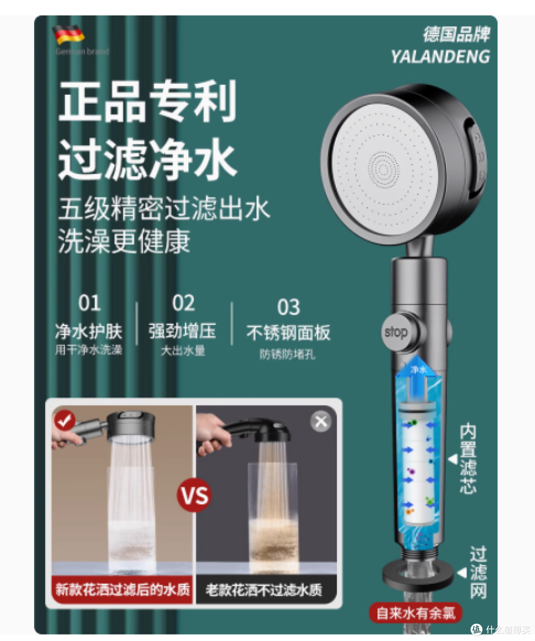 雅兰登三档增压淋浴花洒喷头套装——畅享极致沐浴体验