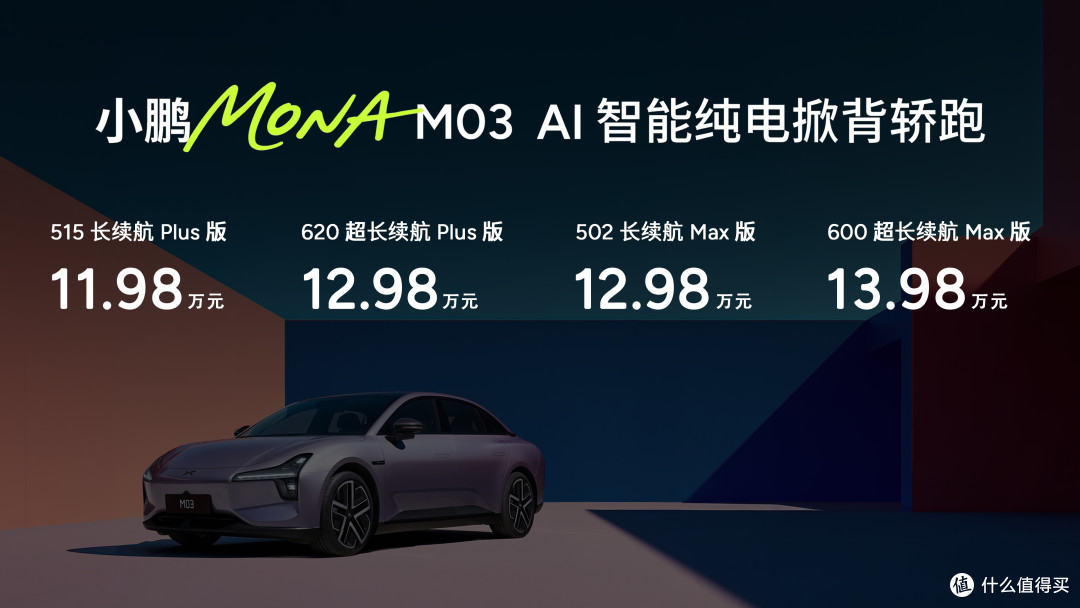 《11.98万元起!同级最强智驾,小鹏MONA M03加4款新版型上市》