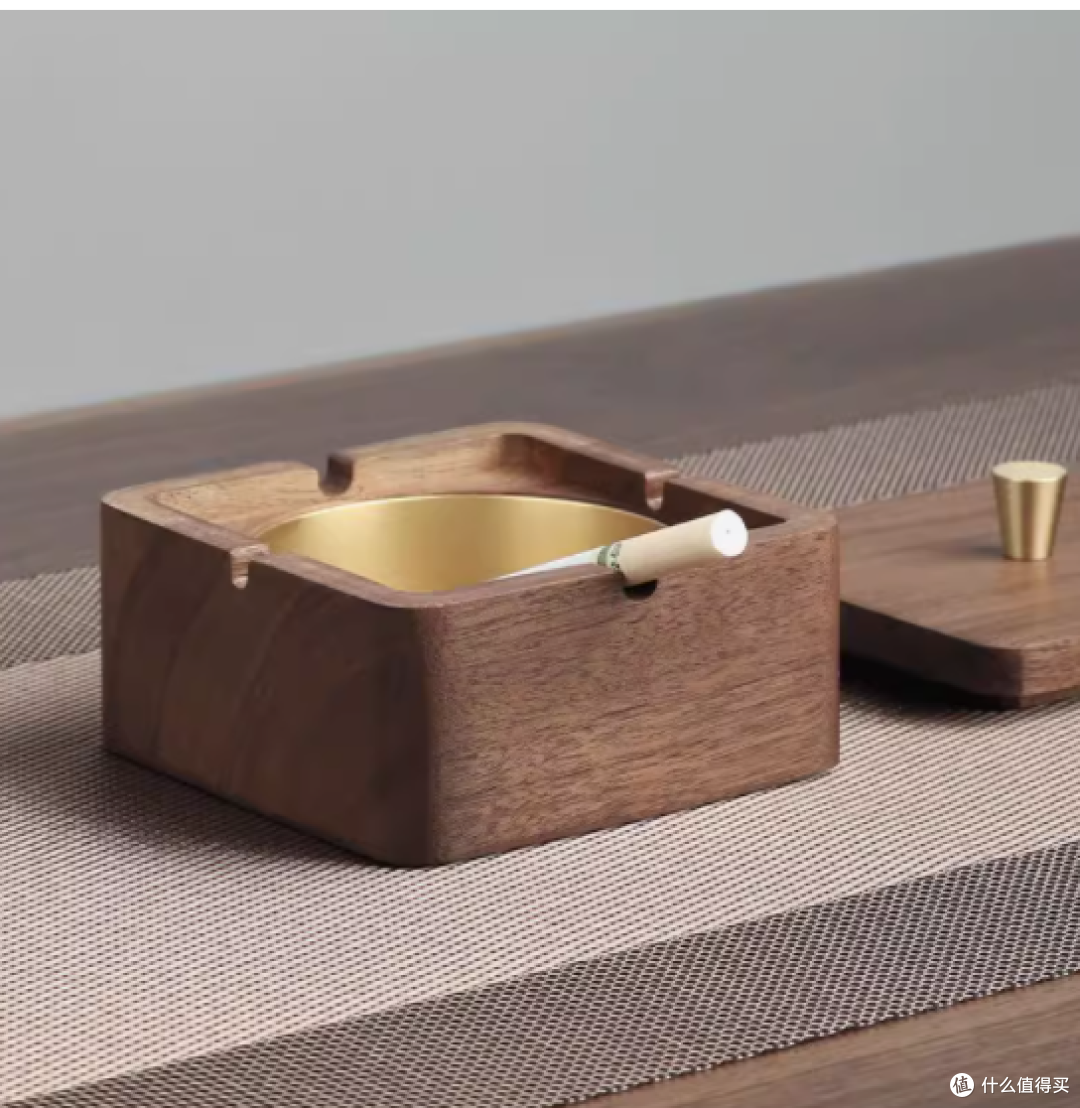 天工妙家居旗舰店——黄铜内胆烟灰缸:北美黑胡桃木的典雅之选