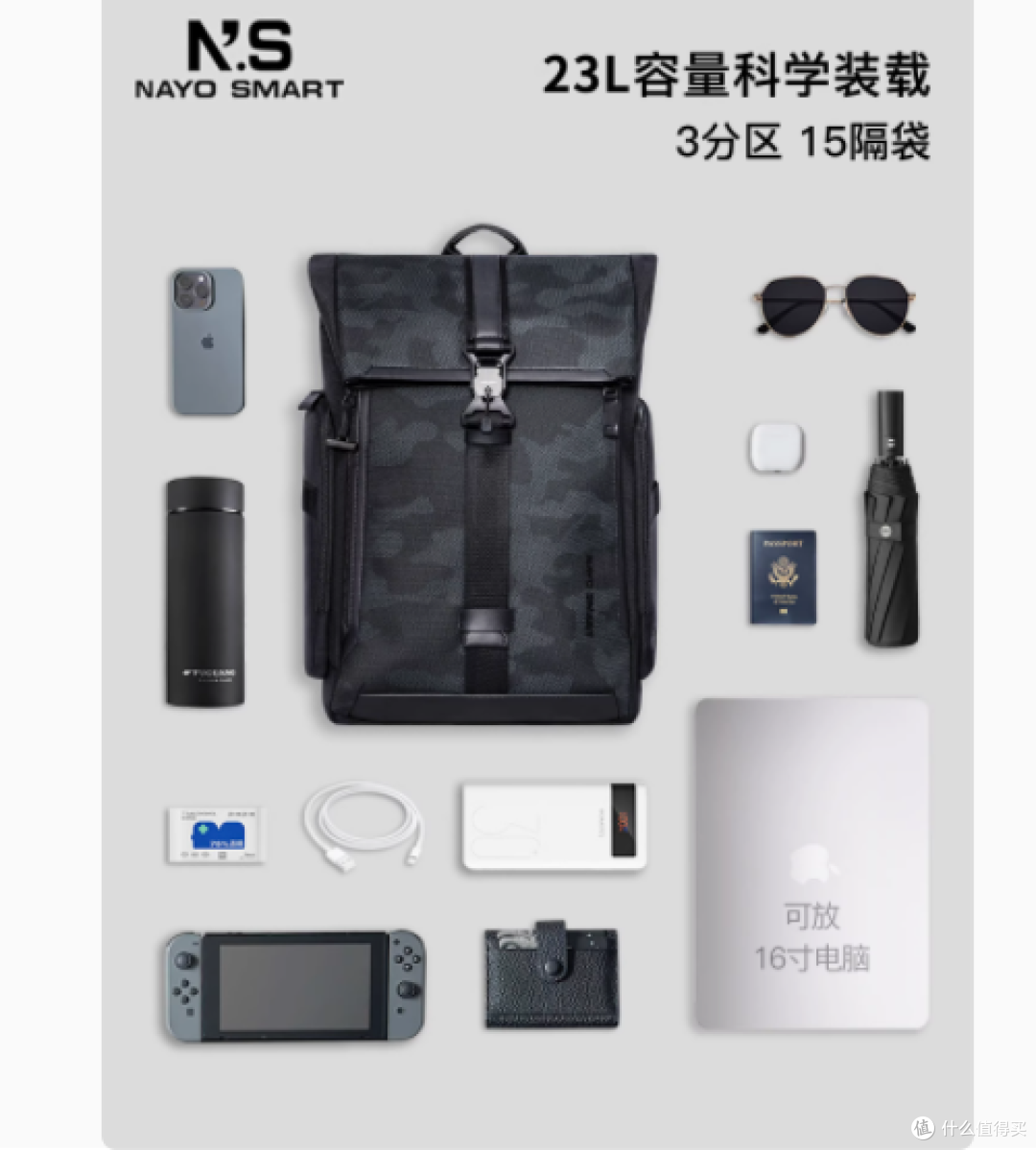 NAYOSMART旗舰店男士双肩包迷彩H2黑色——时尚与实用的完美融合