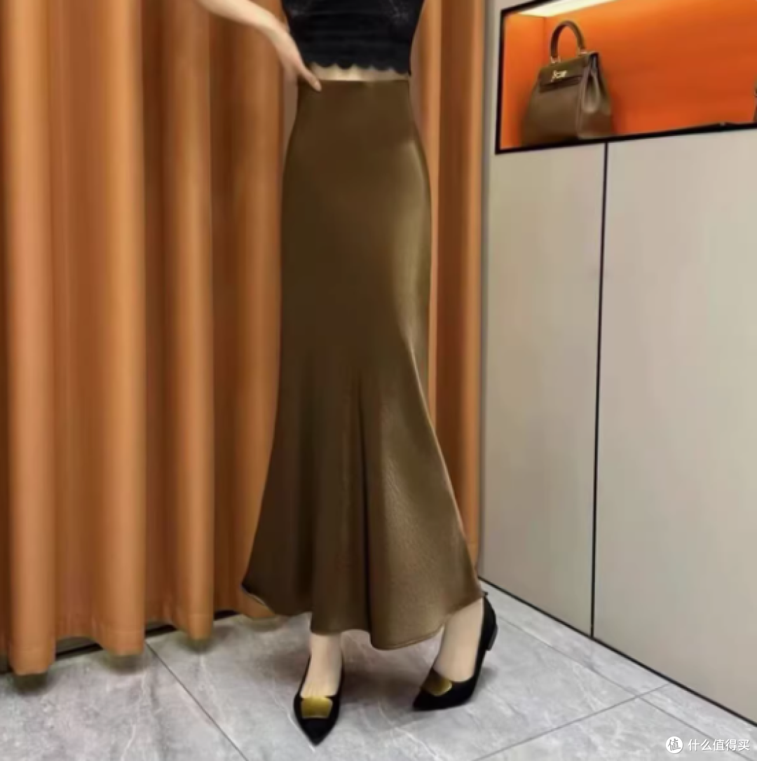 邂逅优雅,琳储旗舰店醋酸缎面鱼尾半身长裙