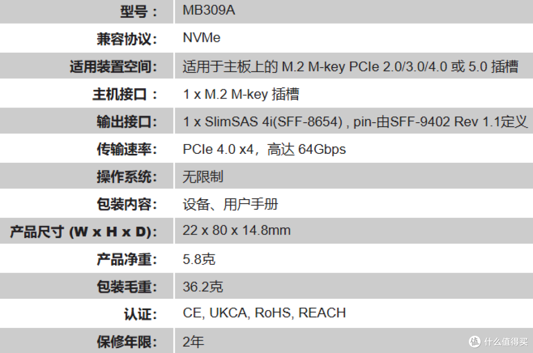 【新品MB309A】PCIe 4.0 M.2 转 SlimSAS 4i 转接卡