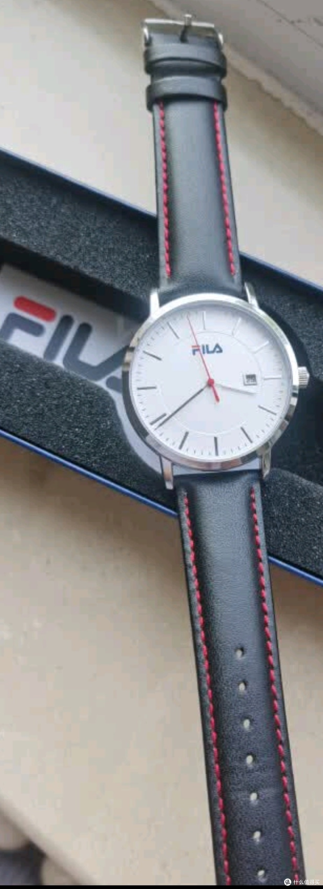 斐乐(FILA)手表男款针扣式皮革表带男士休闲运动石英学生手表
