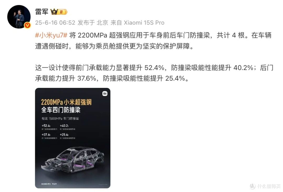 雷军又憋大招!小米新车YU7这钢板,能硬刚大象?