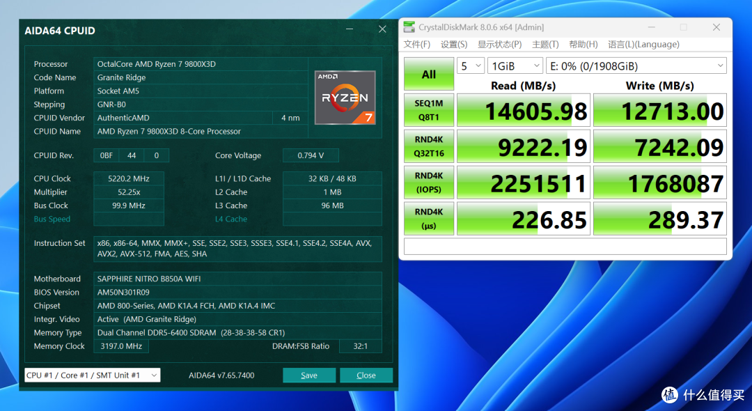 蓝宝石NiTRO+氮动B850A WIFI：跑满9950X3D稳8000的性价比ATX大板