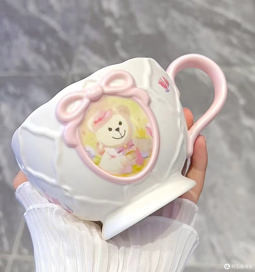 星巴克 花园舞曲系列 粉色款马克杯碟组:高颜值桌面的 “心动之选”