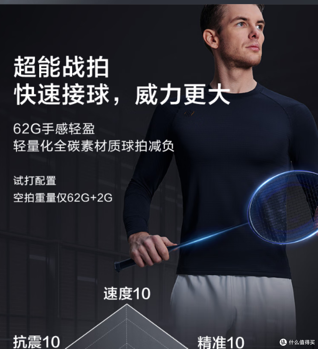 京造超轻全碳素羽毛球拍,耐打等级三级, 运动爱好者必备!
