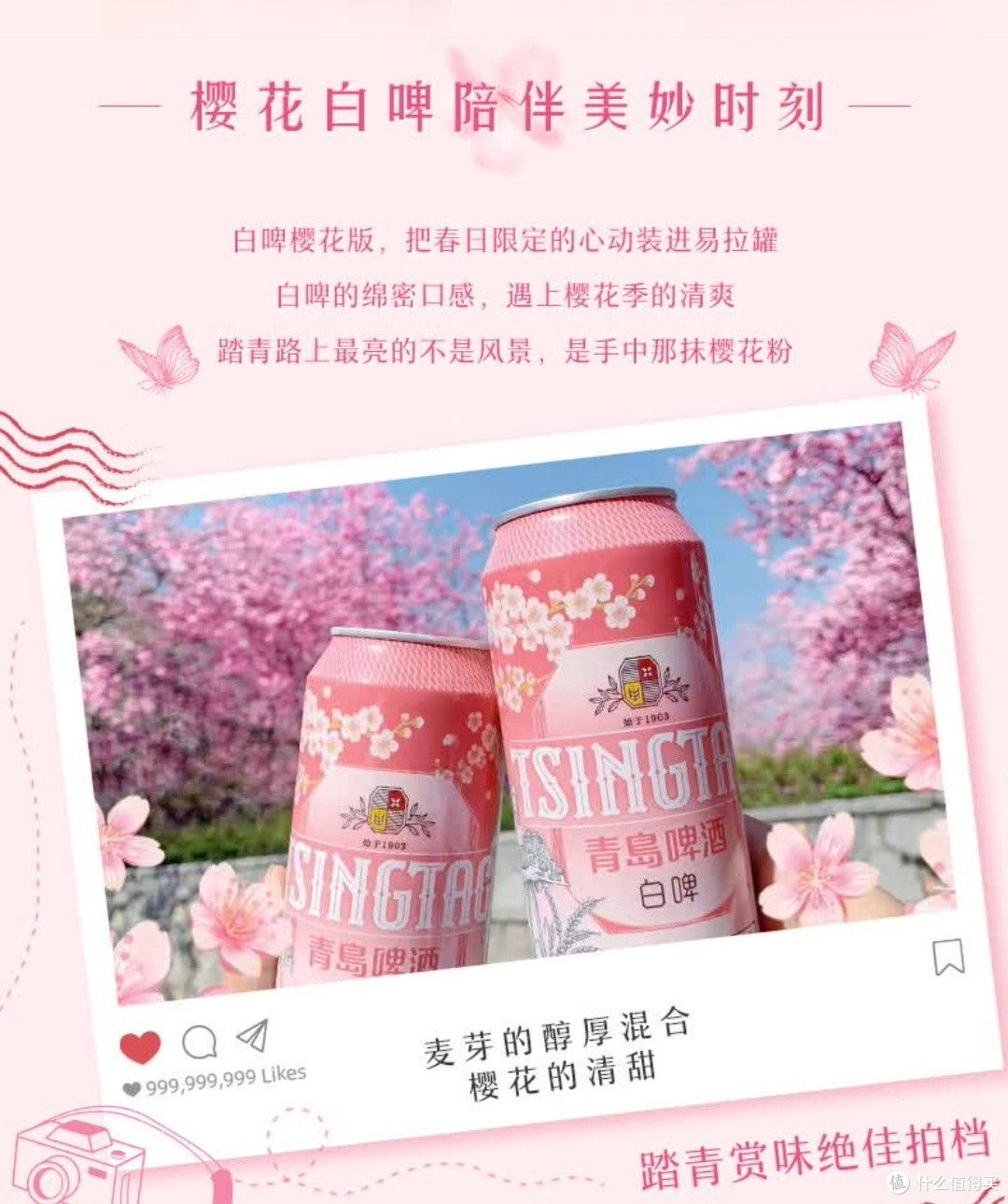 青岛啤酒全麦精酿白啤樱花限定款:当麦香邂逅樱花雪