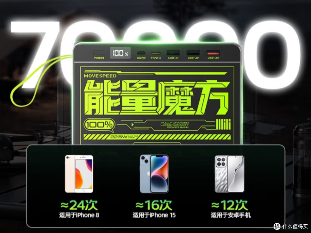70000毫安充电宝:超大容量安全感