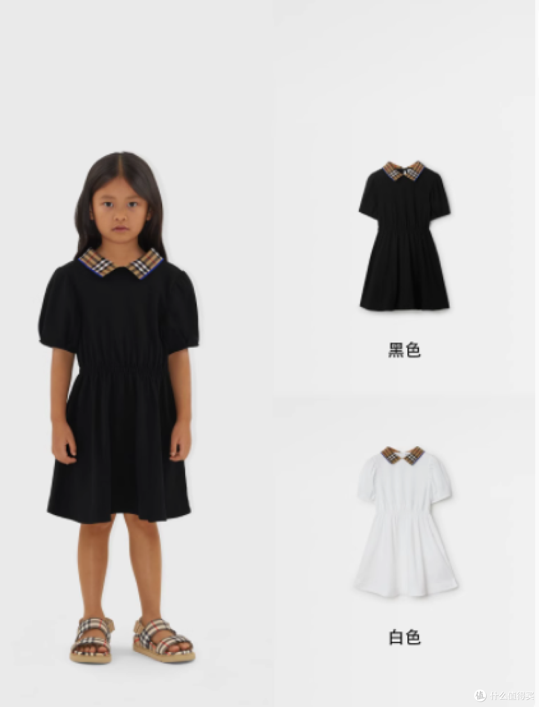 博柏利女童格纹翻领短袖 Polo 衫式连衣裙:经典与舒适的完美融合