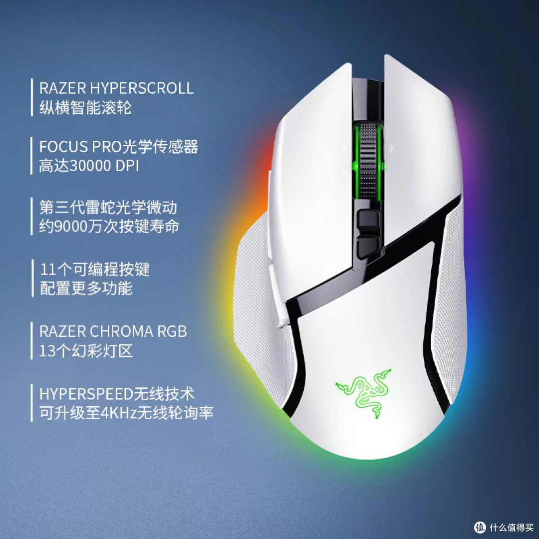 雷蛇巴塞利斯蛇V3专业版:三模无线电竞鼠标