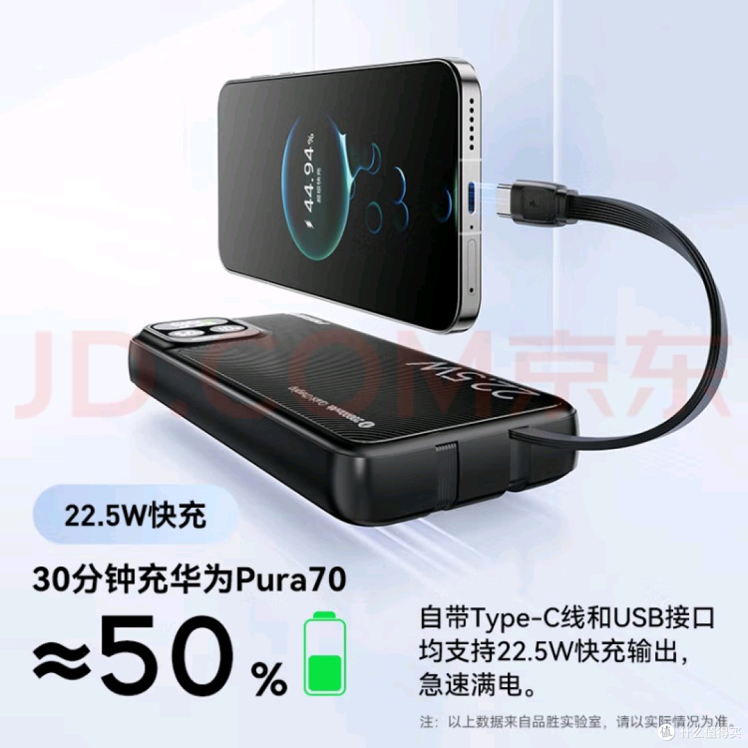 品胜20000毫安充电宝:大容量长续航