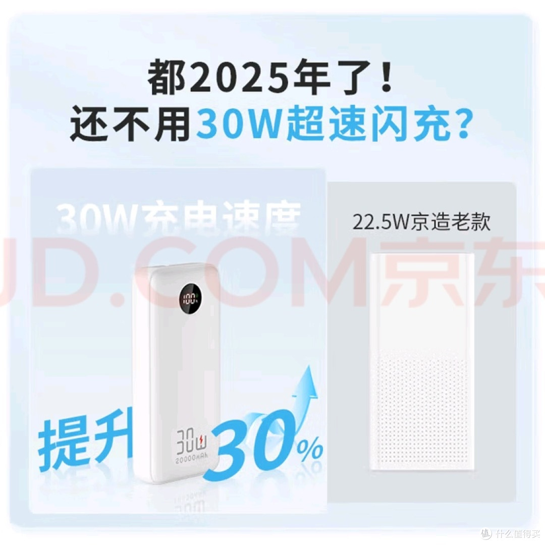 京东京造30W充电宝:大容量快充
